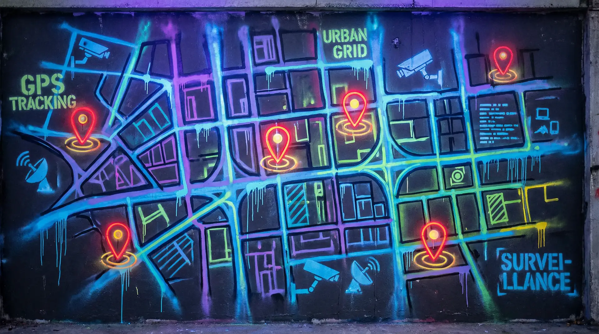 电视剧谍变 狗仔追踪地图 - 城市涂鸦风格